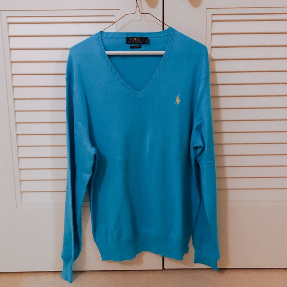 Ralph Lauren | blue v-neck sweater